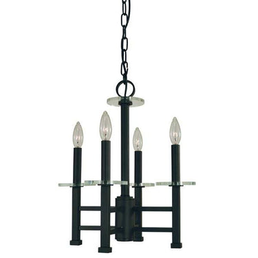 Framburg 5444 MBLACK Metropolitan 4-Light Mini Chandelier in Matte Black - Crescent Harbor