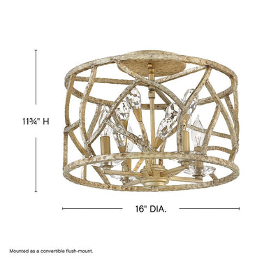 Fredrick Ramond Eve Medium Convertible Flush Mount in Champagne Gold Finish Alternative Image 2