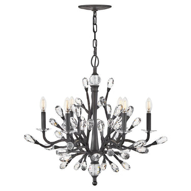 Fredrick Ramond Eve Medium Single Tier Chandelier in Brushed Graphite Finish 