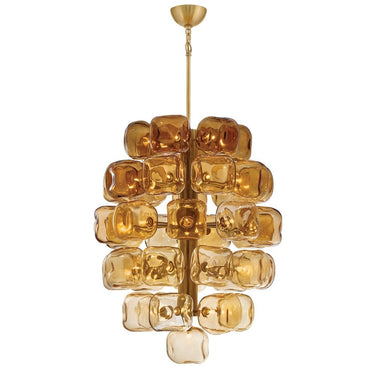 Fredrick Ramond Perriand Medium Chandelier in Unlacquered Brass Finish 
