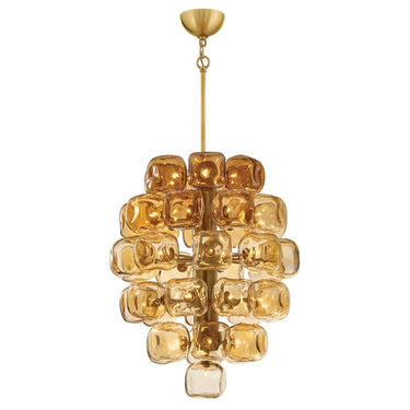 Fredrick Ramond Perriand Small Chandelier in Unlacquered Brass Finish 