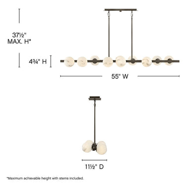 Fredrick Ramond Selene Large Ten Light Linear Pendant in Black Oxide Finish Alternative Image 1
