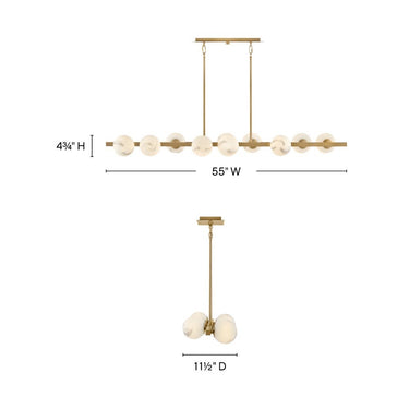 Fredrick Ramond Selene Large Ten Light Linear Pendant in Lacquered Brass Finish Alternative Image 1