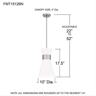 Fremont FMT1512BN 1 Light Mini Pendant in Brushed Nickel 9