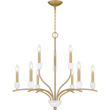 Frida 9 Light Chandelier in Aged Brass 1