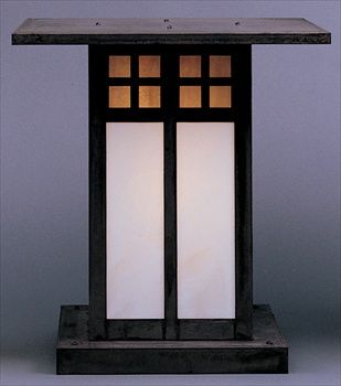 GC-18 Arroyo Craftsman Glasgow 18" Outdoor Column Mount with Opalescent Glass - Crescent Harbor