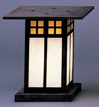 GC-9 Arroyo Craftsman Glasgow 9" Outdoor Column Mount with Opalescent Glass - Crescent Harbor