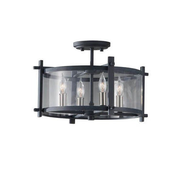 Generation Lighting SF292AF/BS Semi-Flush Mount in Antique Forged Iron / Brushed Steel - Crescent Harbor