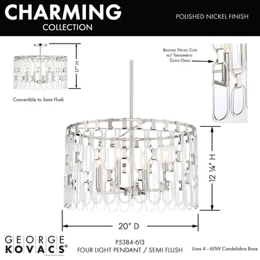 George Kovacs Charming 4 Light Semi-Flush & Pendant - P5384-613 6