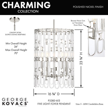 George Kovacs Charming 5 Light Pendant - P5385-613 5