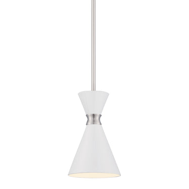 George Kovacs P1821-44F 1 Light Mini Pendant with Brushed Nickel finish and Glitter Gloss White Shade 1