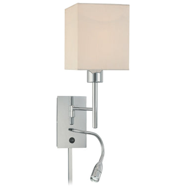 George Kovacs P477-077 1+1-Light LED Wall Sconce in White Fabric Shade 1