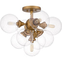 Glinda 5 Light Semi-Flush Mount in Brushed Weathered Brass 3