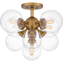 Glinda 5 Light Semi-Flush Mount in Brushed Weathered Brass 4