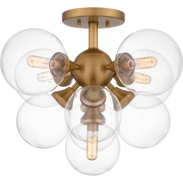 Glinda 5 Light Semi-Flush Mount in Brushed Weathered Brass 4