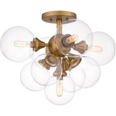 Glinda 5 Light Semi-Flush Mount in Brushed Weathered Brass 1