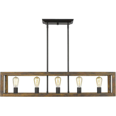 Golden Lighting 0270-LP BLK 5 Light Linear Pendant - Crescent Harbor