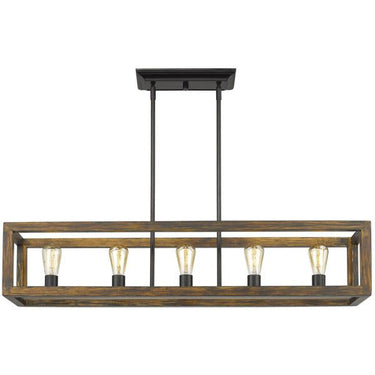 Golden Lighting 0270-LP BLK 5 Light Linear Pendant - Crescent Harbor