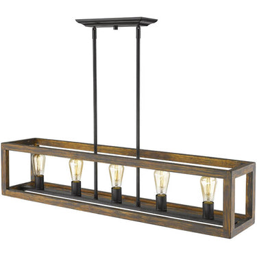 Golden Lighting 0270-LP BLK 5 Light Linear Pendant - Crescent Harbor