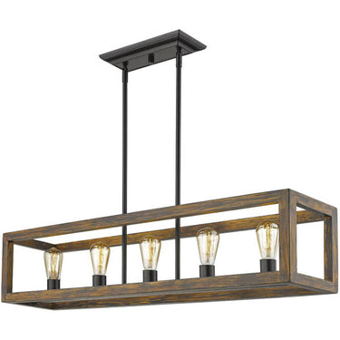 Golden Lighting 0270-LP BLK 5 Light Linear Pendant - Crescent Harbor