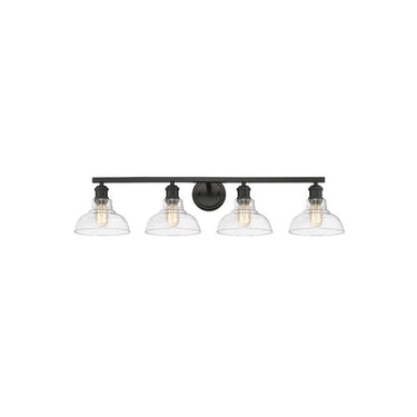 Golden Lighting 0305-BA4 BLK-CLR Carver 4 Light Bath Vanity in Matte Black with Clear Glass - Crescent Harbor