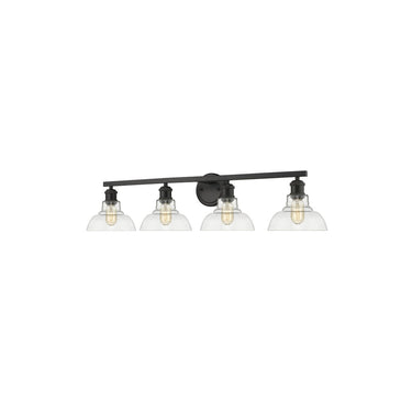 Golden Lighting 0305-BA4 BLK-CLR Carver 4 Light Bath Vanity in Matte Black with Clear Glass - Crescent Harbor