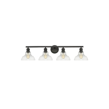Golden Lighting 0305-BA4 BLK-CLR Carver 4 Light Bath Vanity in Matte Black with Clear Glass - Crescent Harbor