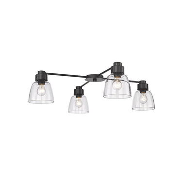 Golden Lighting 0314-4FM BLK-CLR 4 Light Flush Mount - Crescent Harbor