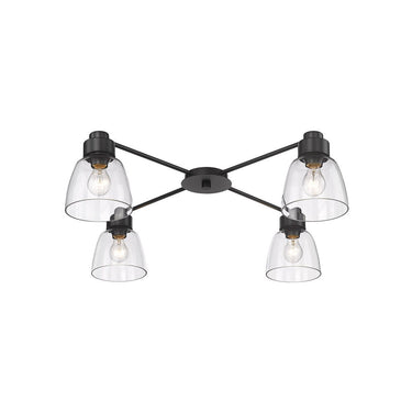 Golden Lighting 0314-4FM BLK-CLR 4 Light Flush Mount - Crescent Harbor