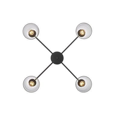 Golden Lighting 0314-4FM BLK-CLR 4 Light Flush Mount - Crescent Harbor