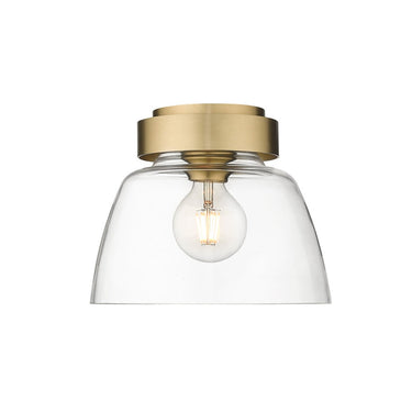 Golden Lighting 0314-FM10 BCB-CLR Remy BCB Flush Mount - 10" in Brushed Champagne Bronze with Clear Glass Shade - Crescent Harbor