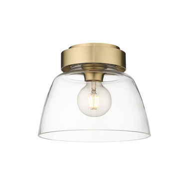 Golden Lighting 0314-FM10 BCB-CLR Remy BCB Flush Mount - 10" in Brushed Champagne Bronze with Clear Glass Shade - Crescent Harbor
