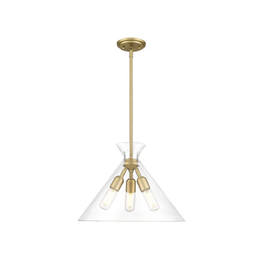 Golden Lighting 0511-3P-CLR Malta 3 Light Pendant in Clear Glass - Crescent Harbor