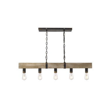 Golden Lighting 0818-LP ABI Garrett Linear Pendant in Antique Black Iron - Crescent Harbor