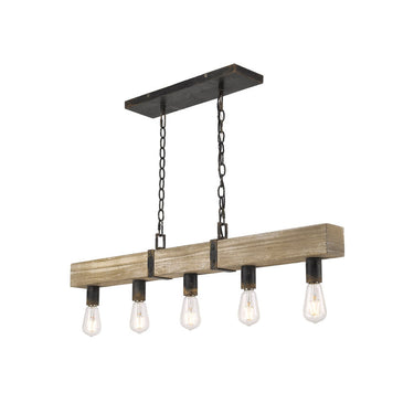Golden Lighting 0818-LP ABI Garrett Linear Pendant in Antique Black Iron - Crescent Harbor