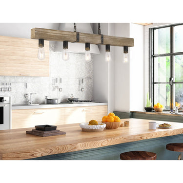 Golden Lighting 0818-LP ABI Garrett Linear Pendant in Antique Black Iron - Crescent Harbor