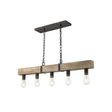 Golden Lighting 0818-LP ABI Garrett Linear Pendant in Antique Black Iron - Crescent Harbor