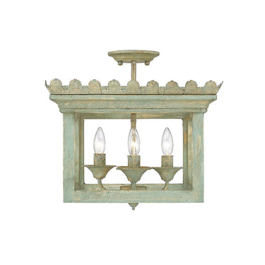 Golden Lighting 0838-SF VS Finley Semi-Flush in Vintage Sage - Crescent Harbor