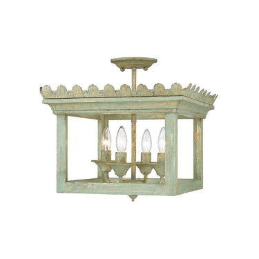 Golden Lighting 0838-SF VS Finley Semi-Flush in Vintage Sage - Crescent Harbor