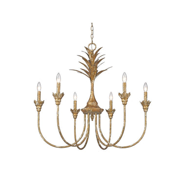 Golden Lighting 0846-6 AI Lillianne 6 Light Chandelier in Antique Ivory - Crescent Harbor