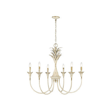 Golden Lighting 0846-6 AI Lillianne 6 Light Chandelier in Antique Ivory - Crescent Harbor