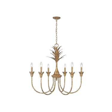 Golden Lighting 0846-6 AI Lillianne 6 Light Chandelier in Antique Ivory - Crescent Harbor