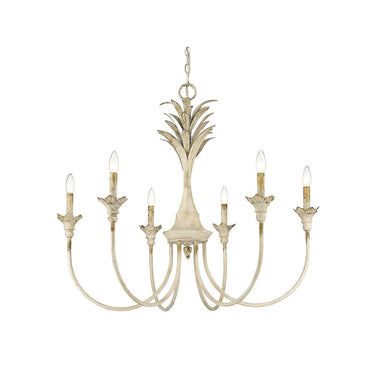 Golden Lighting 0846-6 AI Lillianne 6 Light Chandelier in Antique Ivory - Crescent Harbor