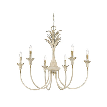 Golden Lighting 0846-6 AI Lillianne 6 Light Chandelier in Antique Ivory - Crescent Harbor