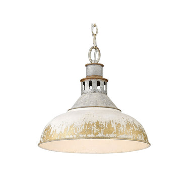 Golden Lighting 0865-L AGV Kinsley Large Pendant in Aged Galvanized Steel - Crescent Harbor