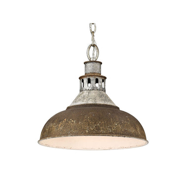 Golden Lighting 0865-L AGV Kinsley Large Pendant in Aged Galvanized Steel - Crescent Harbor