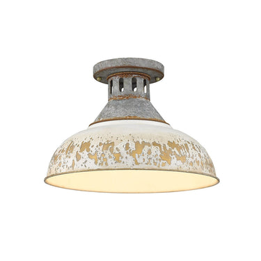 Golden Lighting 0865-SF AGV Kinsley Semi-Flush in Aged Galvanized Steel - Crescent Harbor