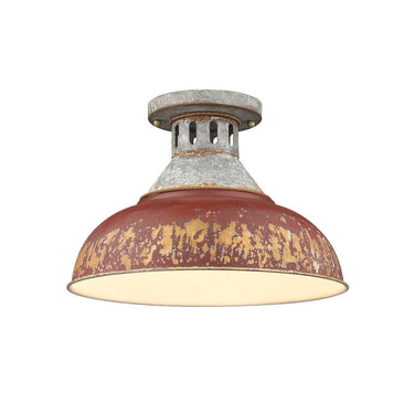 Golden Lighting 0865-SF AGV Kinsley Semi-Flush in Aged Galvanized Steel - Crescent Harbor