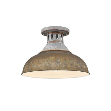 Golden Lighting 0865-SF AGV Kinsley Semi-Flush in Aged Galvanized Steel - Crescent Harbor
