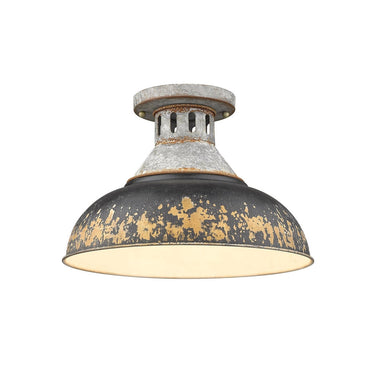 Golden Lighting 0865-SF AGV Kinsley Semi-Flush in Aged Galvanized Steel - Crescent Harbor